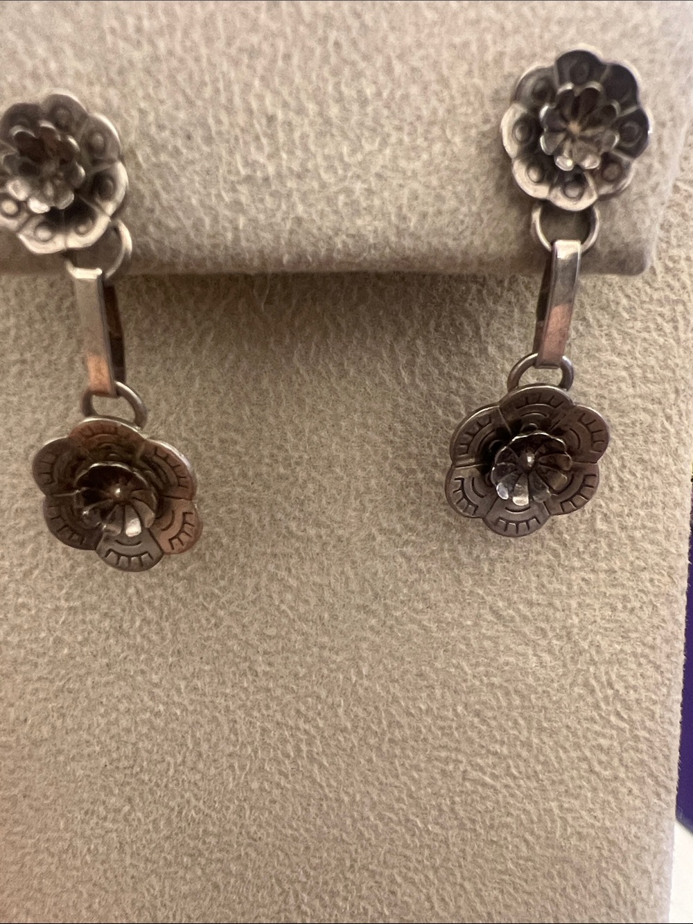 Sterling Floral Drop Earrings in Silver - Picture 4 of 9